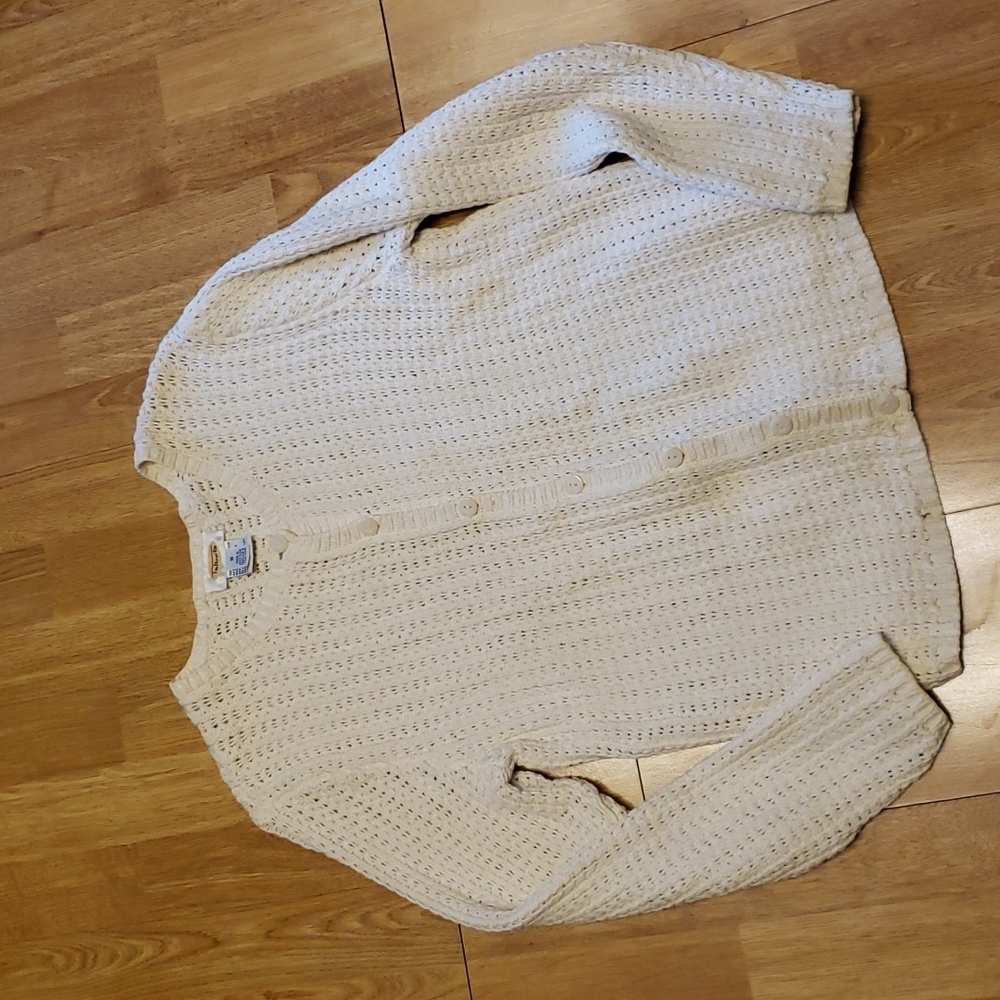 Talbots cream button front cotton sweater M